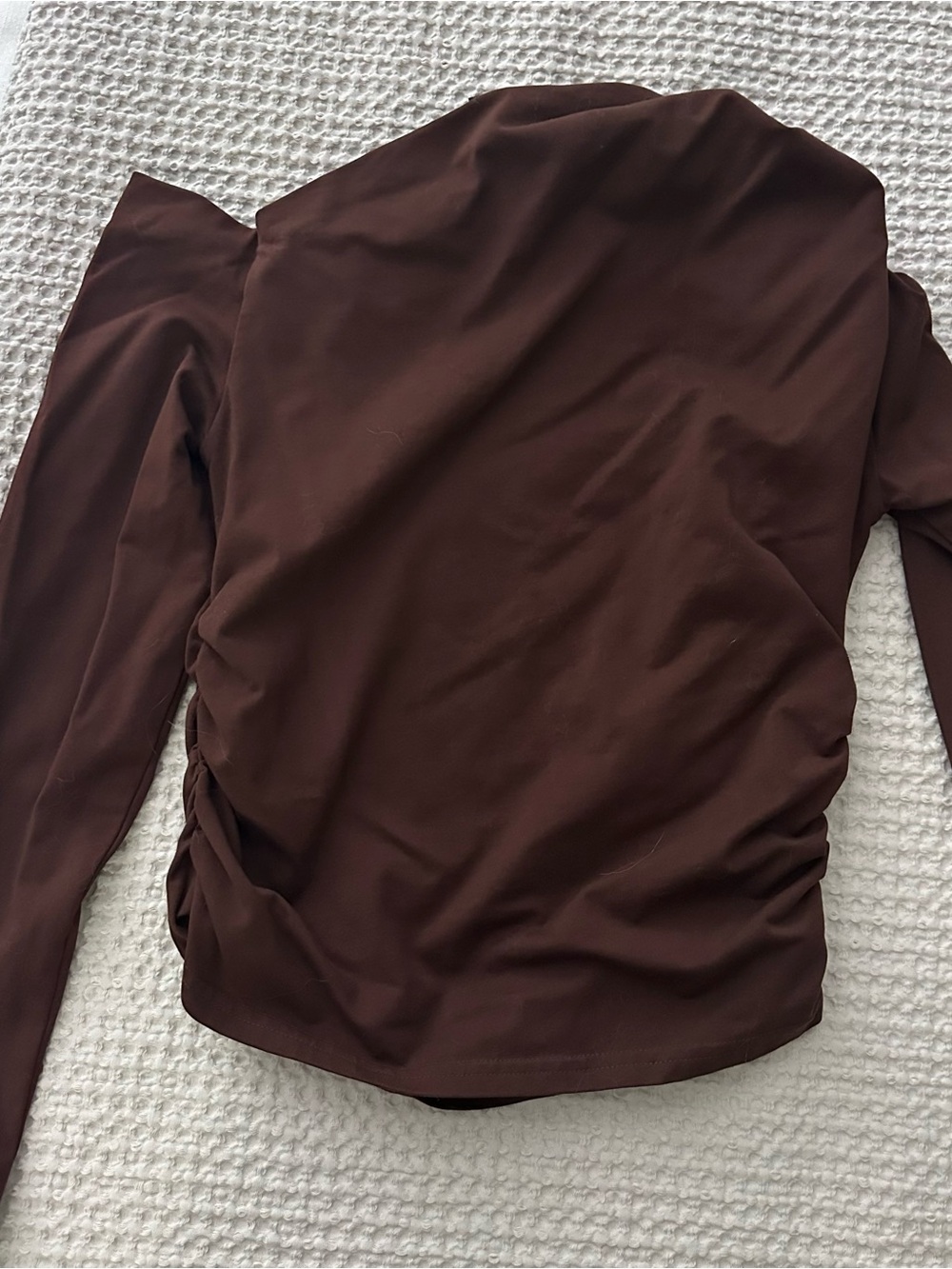 J.Crew Asymmetrical off-the-shoulder top in stretch cotton blend in French press - Picture 2 of 3